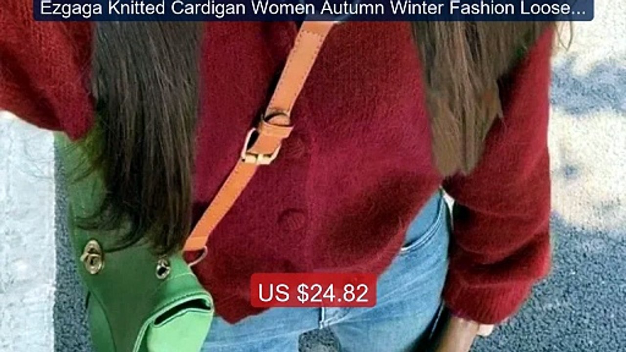 Ezgaga Knitted Cardigan Women Autumn Winter Fashion Loose Soli... -- Best Buy 2026 | Great Quality!