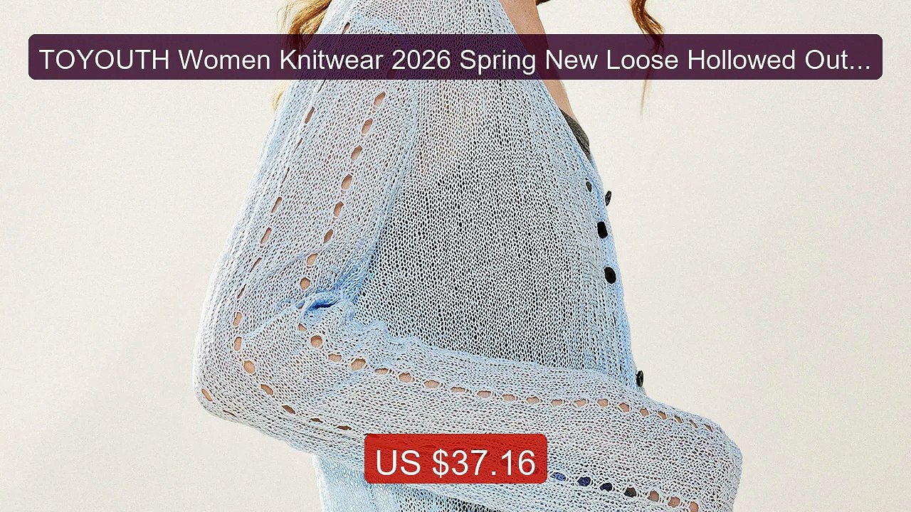 TOYOUTH Women Knitwear 2026 Spring New Loose Hollowed Out V-neck C... -- Best Deal 2026 | Shop Now!
