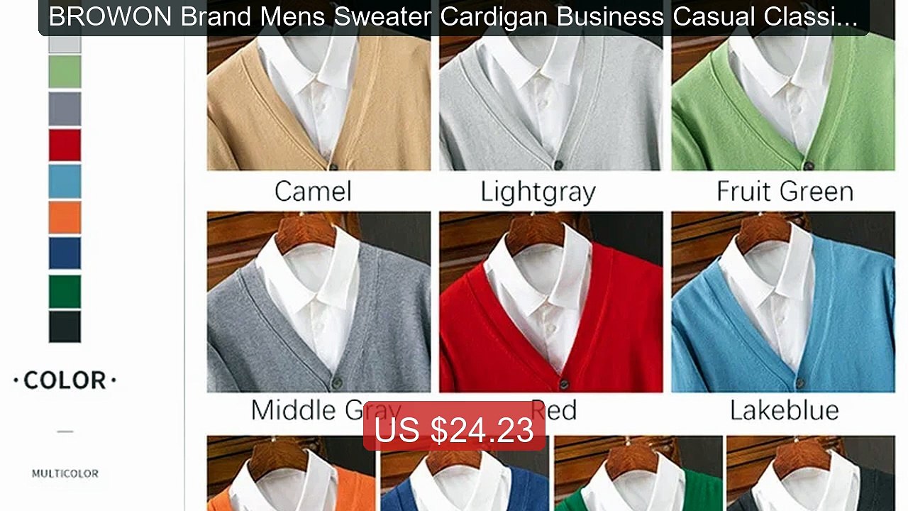 BROWON Brand Mens Sweater Cardigan Business Casual Classic V-... -- Amazing Value 2026 | Must Have!