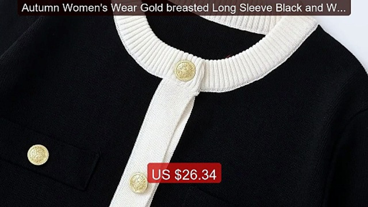 Autumn Women's Wear Gold breasted Long Sleeve Black and White... -- Amazing Value 2026 | Must Have!