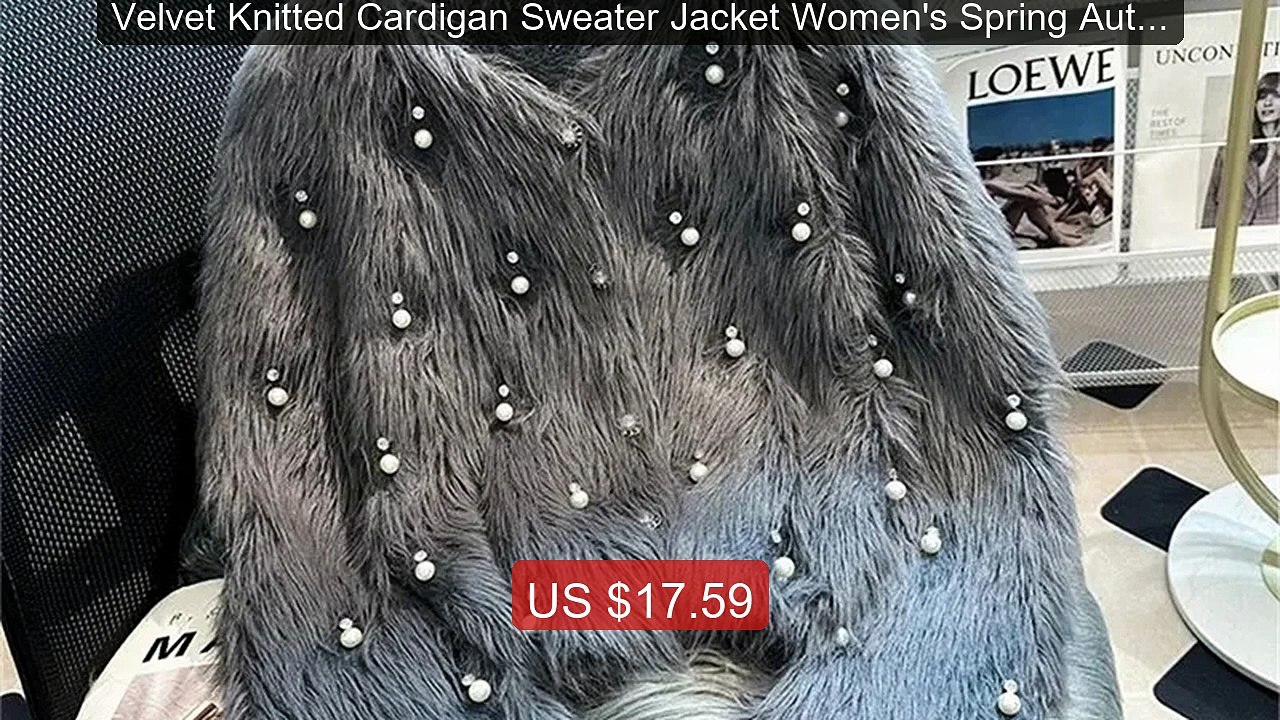 Velvet Knitted Cardigan Sweater Jacket Women's Spring Autumn And Wi... -- Top Rated 2026 | Buy Now!