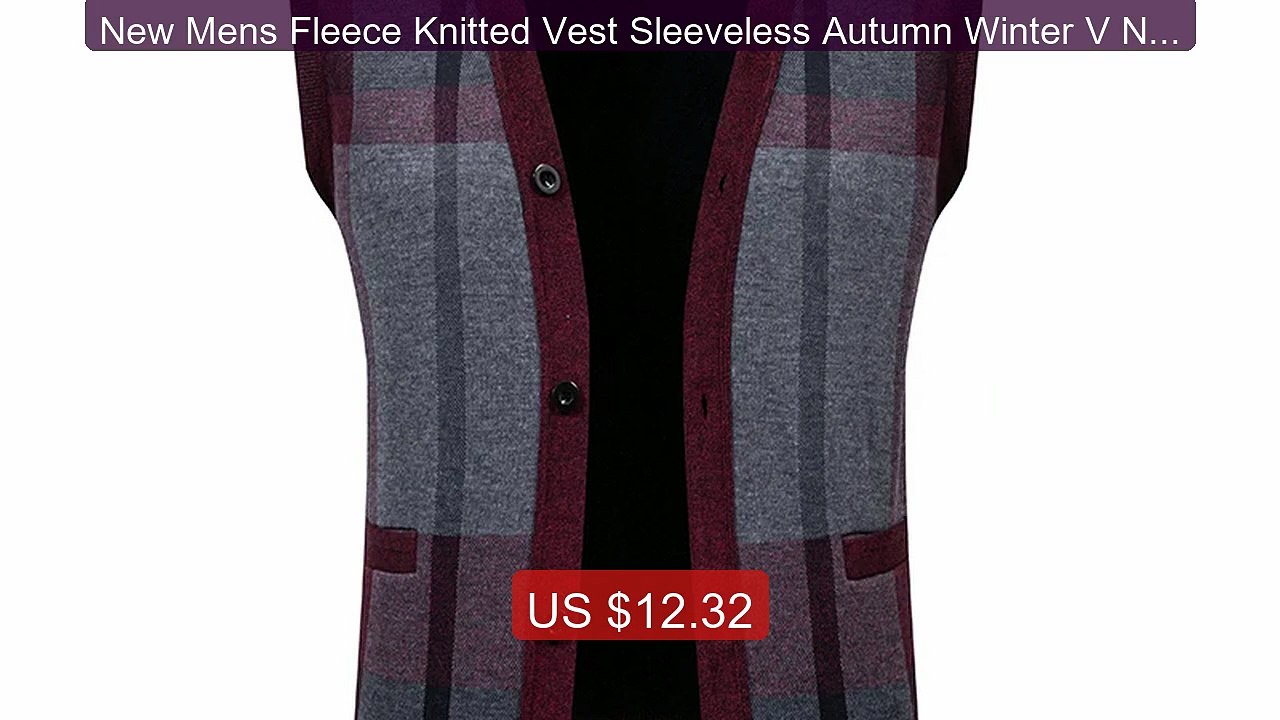 New Mens Fleece Knitted Vest Sleeveless Autumn Winter V Neck ... -- Amazing Value 2026 | Must Have!