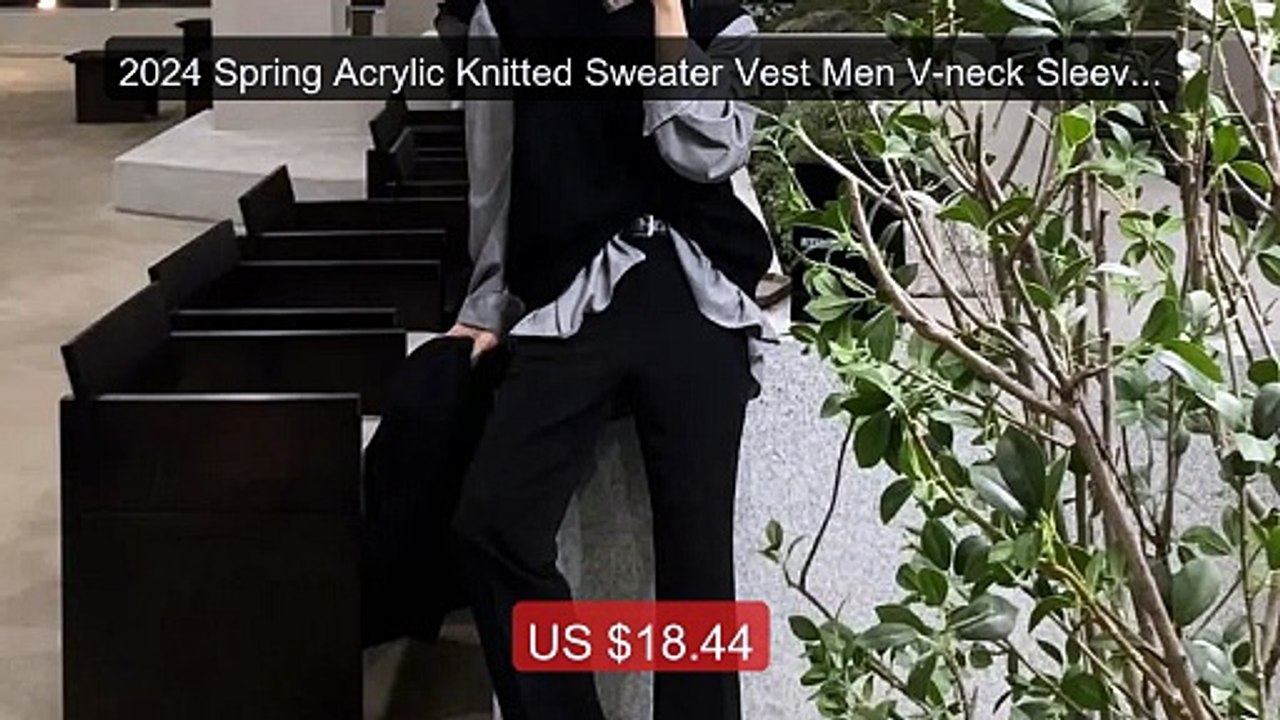 2024 Spring Acrylic Knitted Sweater Vest Men V-neck Sleeveles... -- Amazing Value 2026 | Must Have!