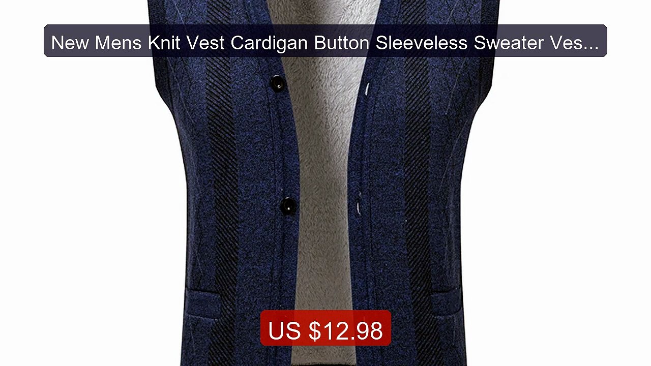 New Mens Knit Vest Cardigan Button Sleeveless Sweater Vests V Neck... -- Best Deal 2026 | Shop Now!
