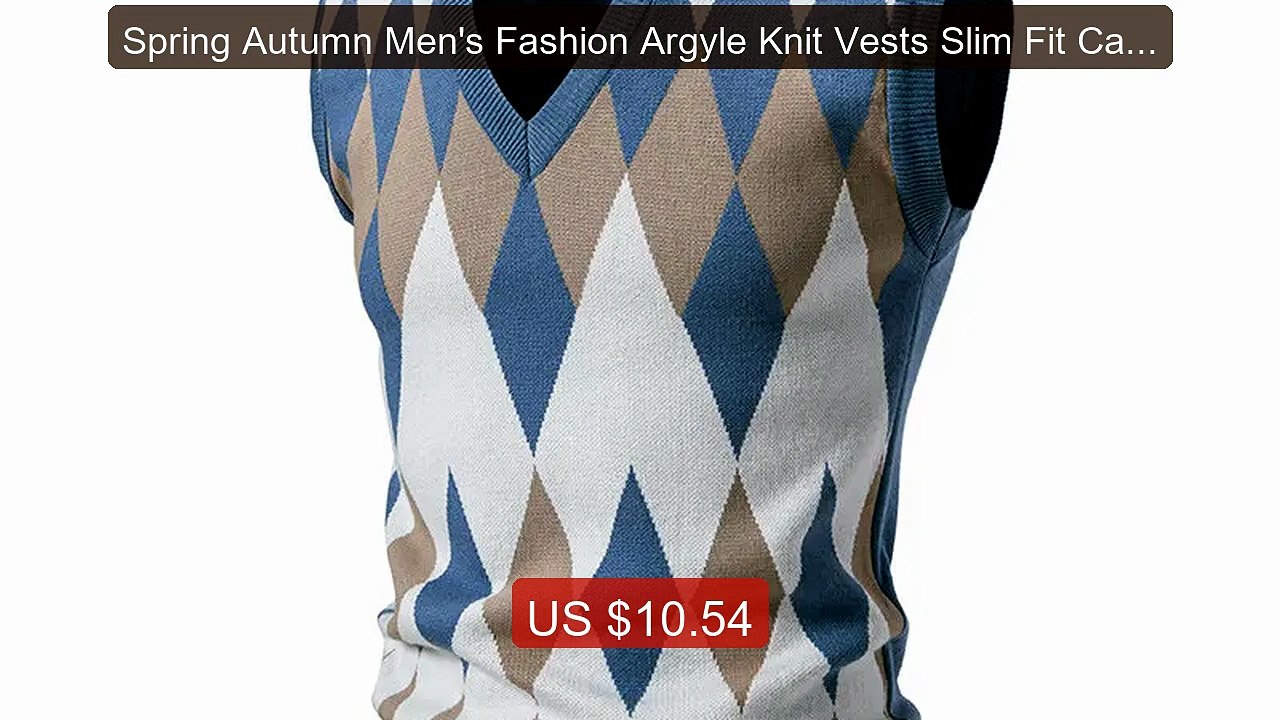 Spring Autumn Men's Fashion Argyle Knit Vests Slim Fit Casual ... -- Best Buy 2026 | Great Quality!