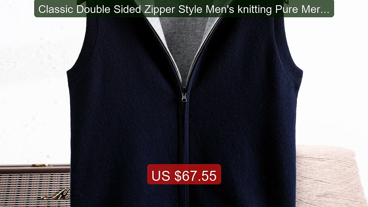 Classic Double Sided Zipper Style Men's knitting Pure Merino W... -- Hot Deal 2026 | Limited Offer!