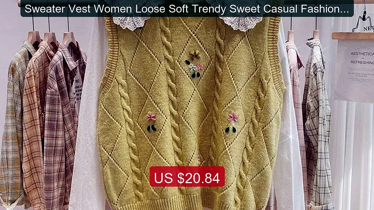Sweater Vest Women Loose Soft Trendy Sweet Casual Fashion Emb... -- Amazing Value 2026 | Must Have!