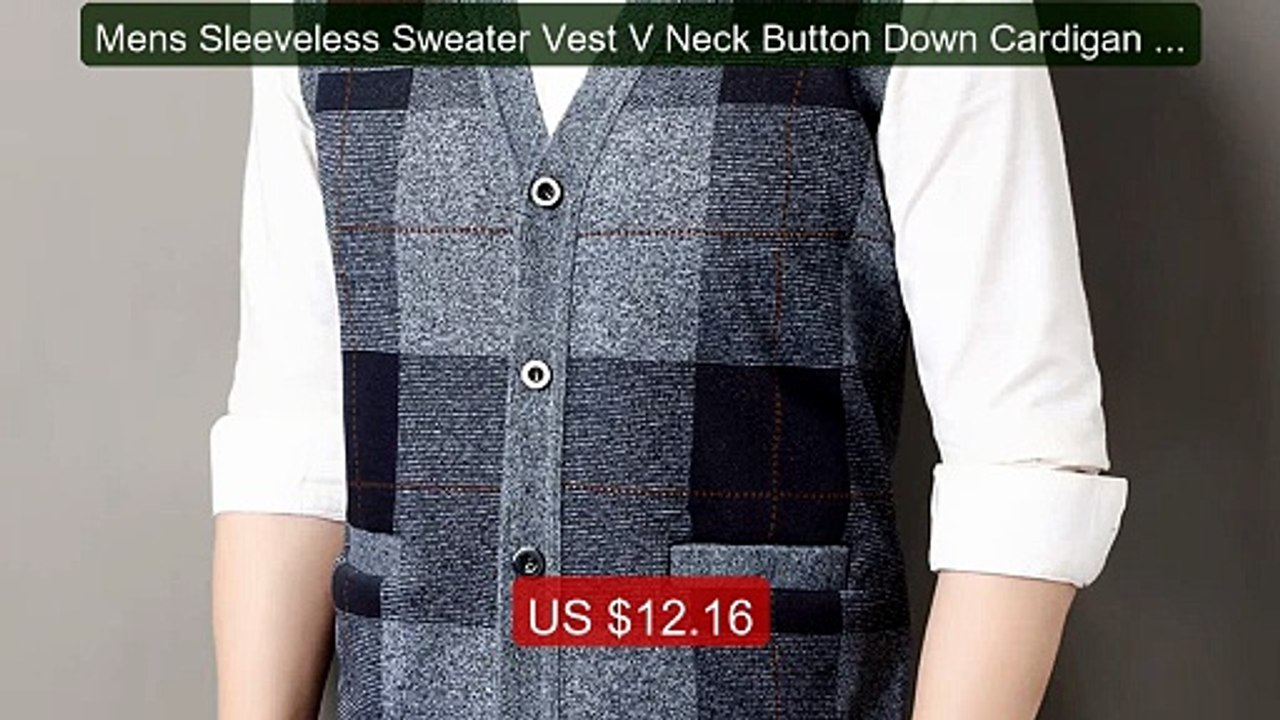 Mens Sleeveless Sweater Vest V Neck Button Down Cardigan Sweat... -- Best Buy 2026 | Great Quality!