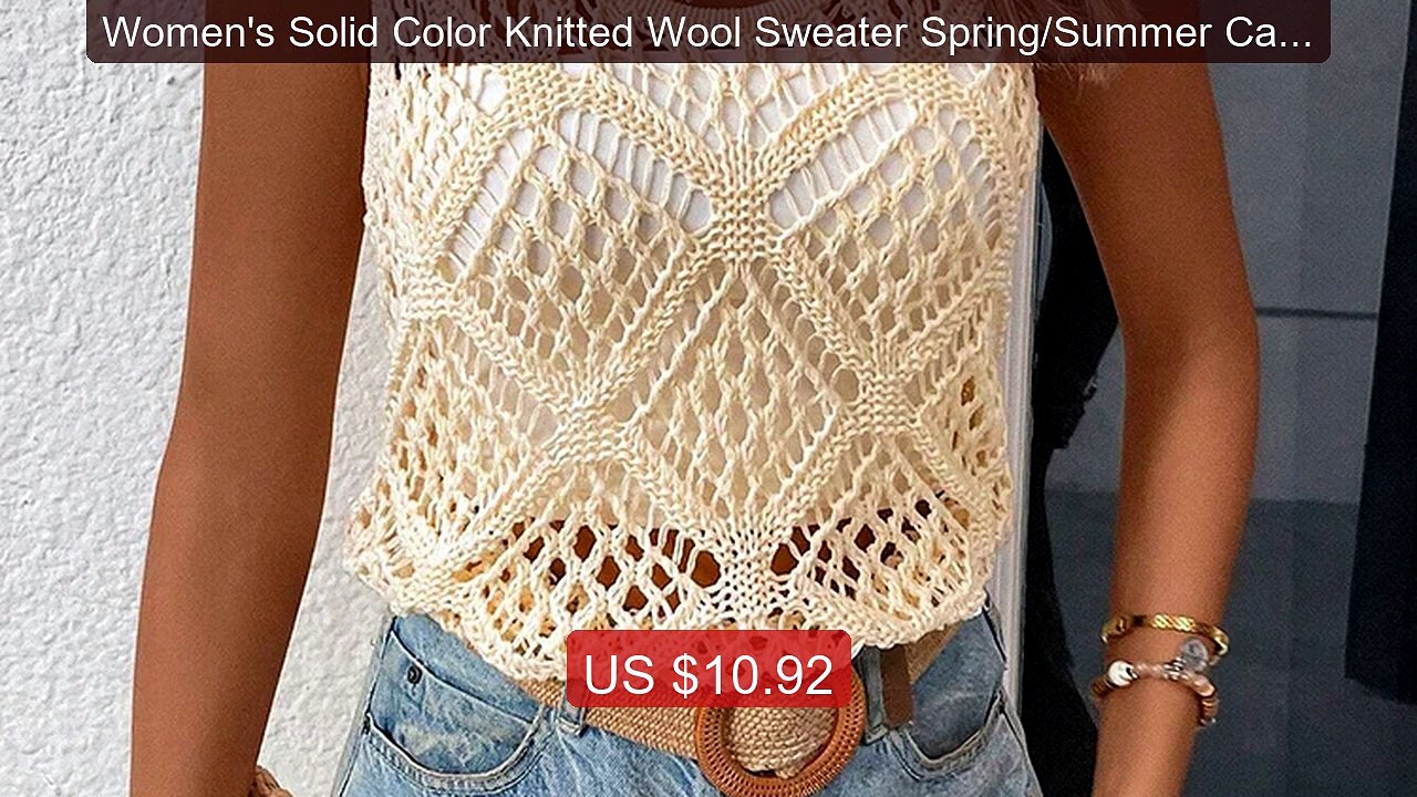 Women's Solid Color Knitted Wool Sweater Spring/Summer Casual Holl... -- Best Deal 2026 | Shop Now!