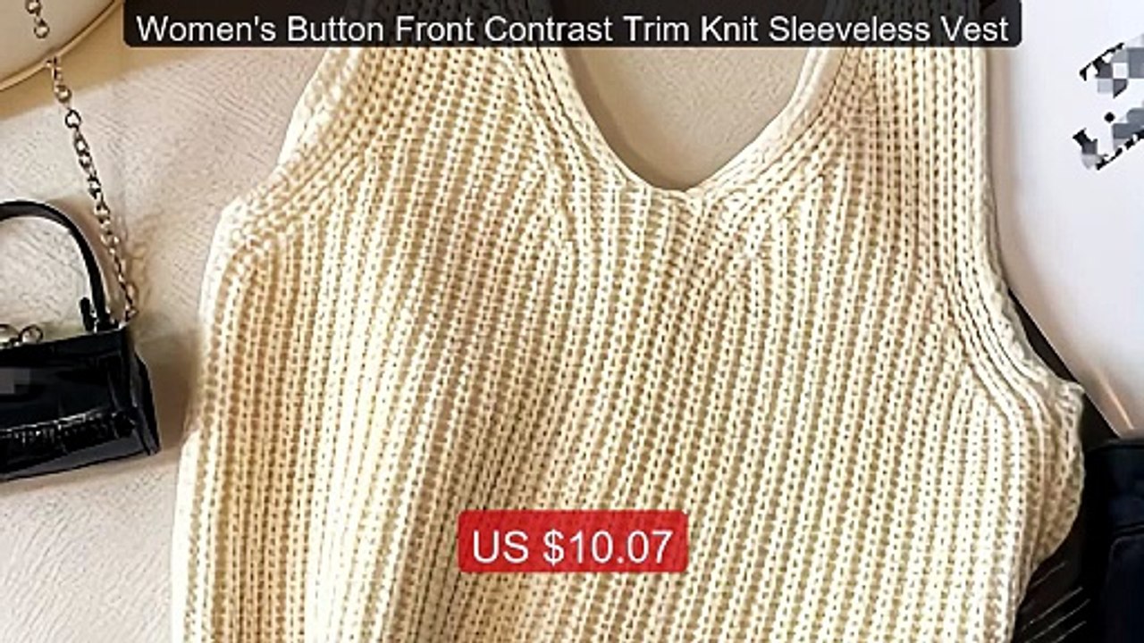 Women's Button Front Contrast Trim Knit Sleeveless Vest -- Best Buy 2026 | Great Quality!
