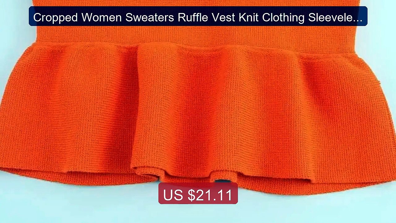 Cropped Women Sweaters Ruffle Vest Knit Clothing Sleeveless P... -- Amazing Value 2026 | Must Have!