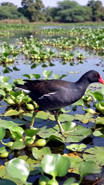 Common moorhen of India real documentry video