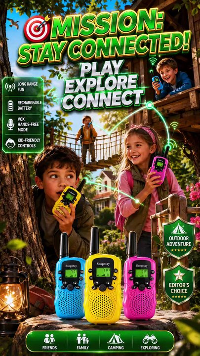 Rechargeable Walkie Talkies for Kids 3 Pack | Long Range Outdoor Camping Toy Gift for Boys & Girls