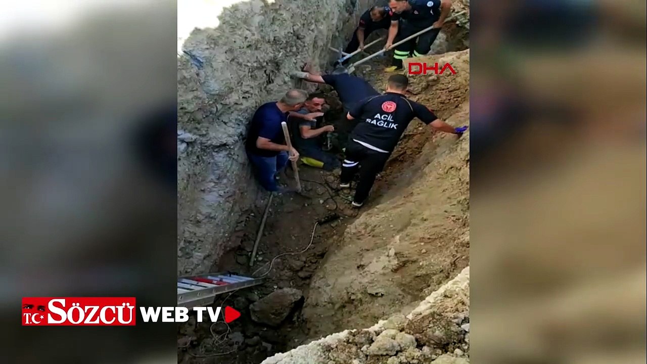 Göçük altında kalan işçiyi itfaiye ekipleri çıkardı
