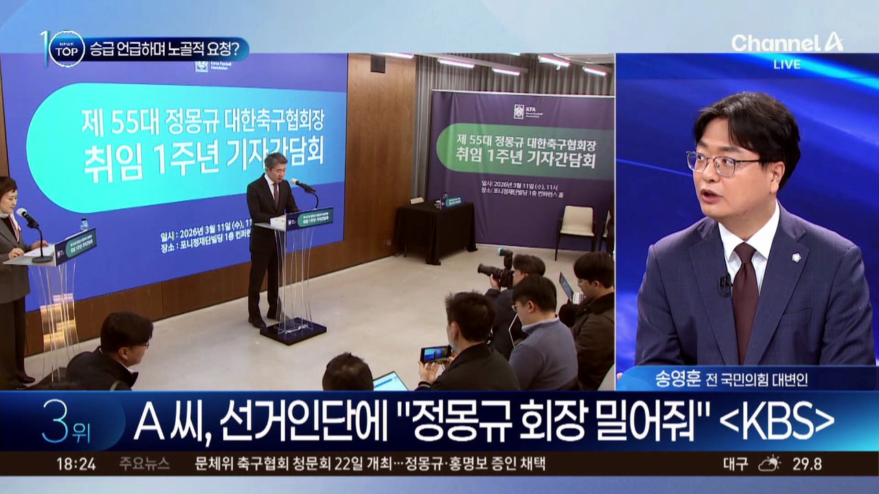 “정몽규 회장 밀어줘”…승급 언급하며 노골적 요청?