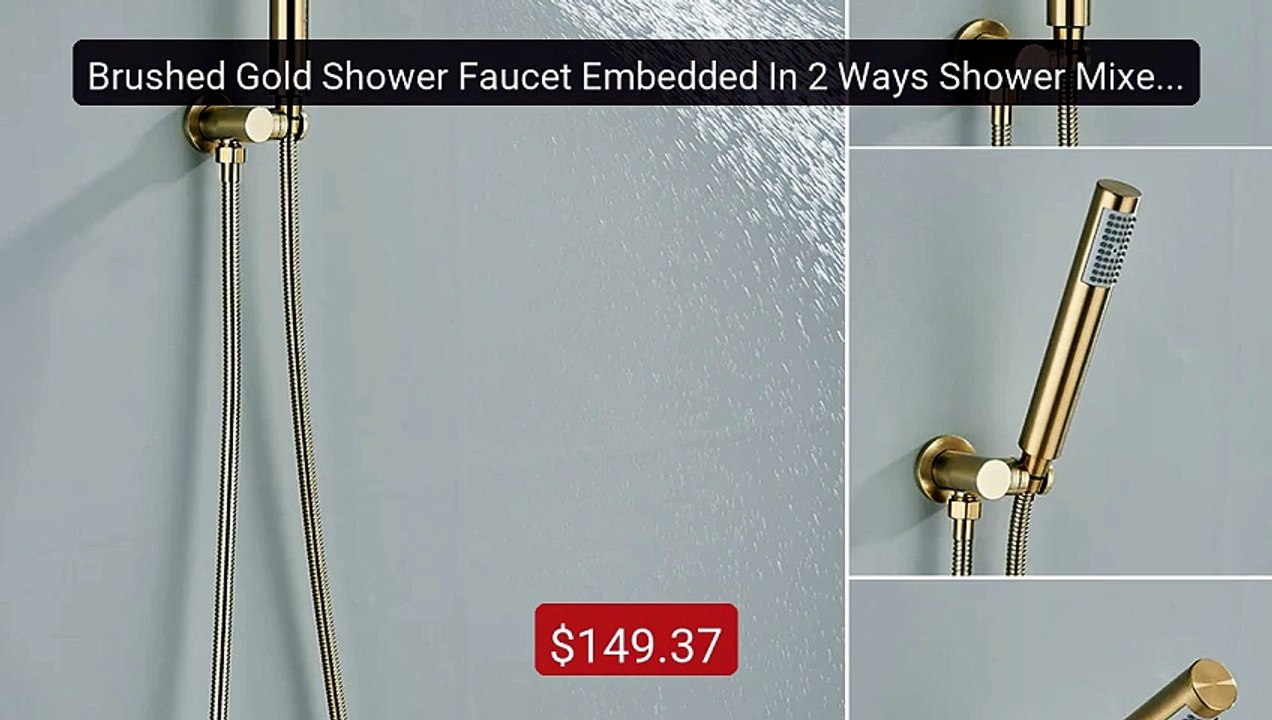 Brushed Gold Shower Faucet Embedded In 2 Ways S...
