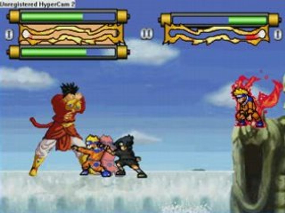 Brolly vs Kyuubi Naruto et Sasuke