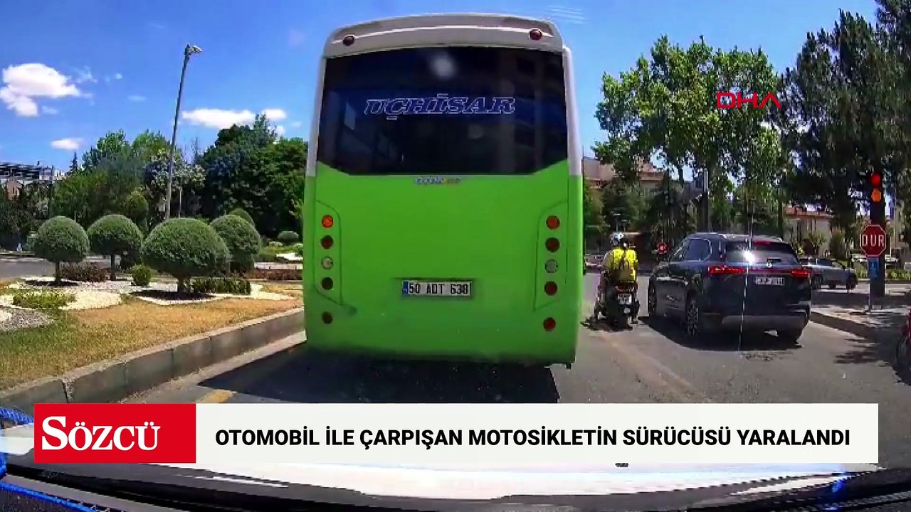 Otomobil ile çarpışan motosikletin sürücüsü yaralandı; O anlar kamerada