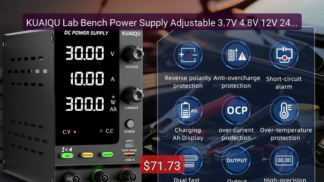 KUAIQU Lab Bench Power Supply Adjustable 3.7V 4.8V 12V 24V 48V... Hot Deal 2026 | Limited Offer!