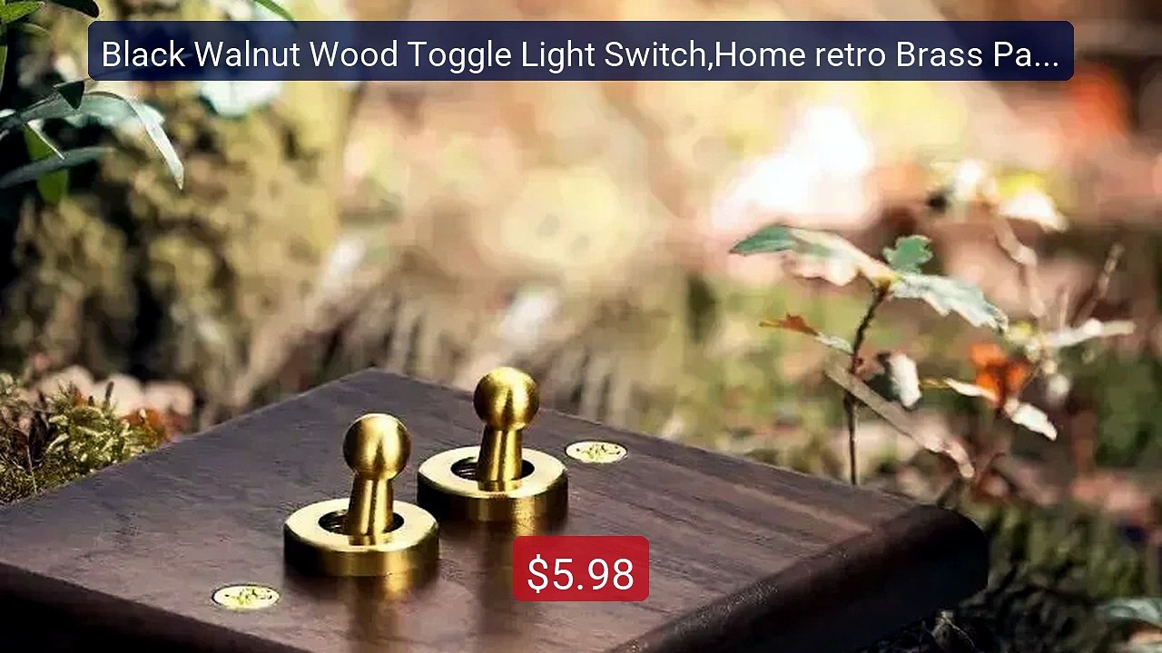 Black Walnut Wood Toggle Light Switch,Home retro Brass Panel,F... -- Best Buy 2026 | Great Quality!