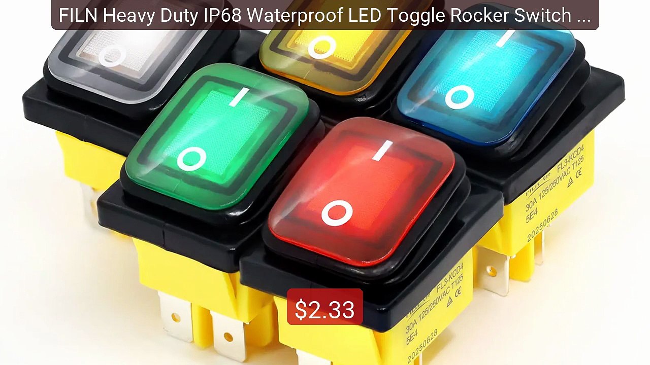 FILN Heavy Duty IP68 Waterproof LED Toggle Rocker Switch T8530A12V/... -- Top Rated 2026 | Buy Now!