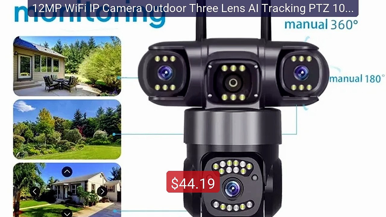 12MP WiFi IP Camera Outdoor Three Lens AI Tracking PTZ 10X ... -- Top Pick 2026 | Unbeatable Price!