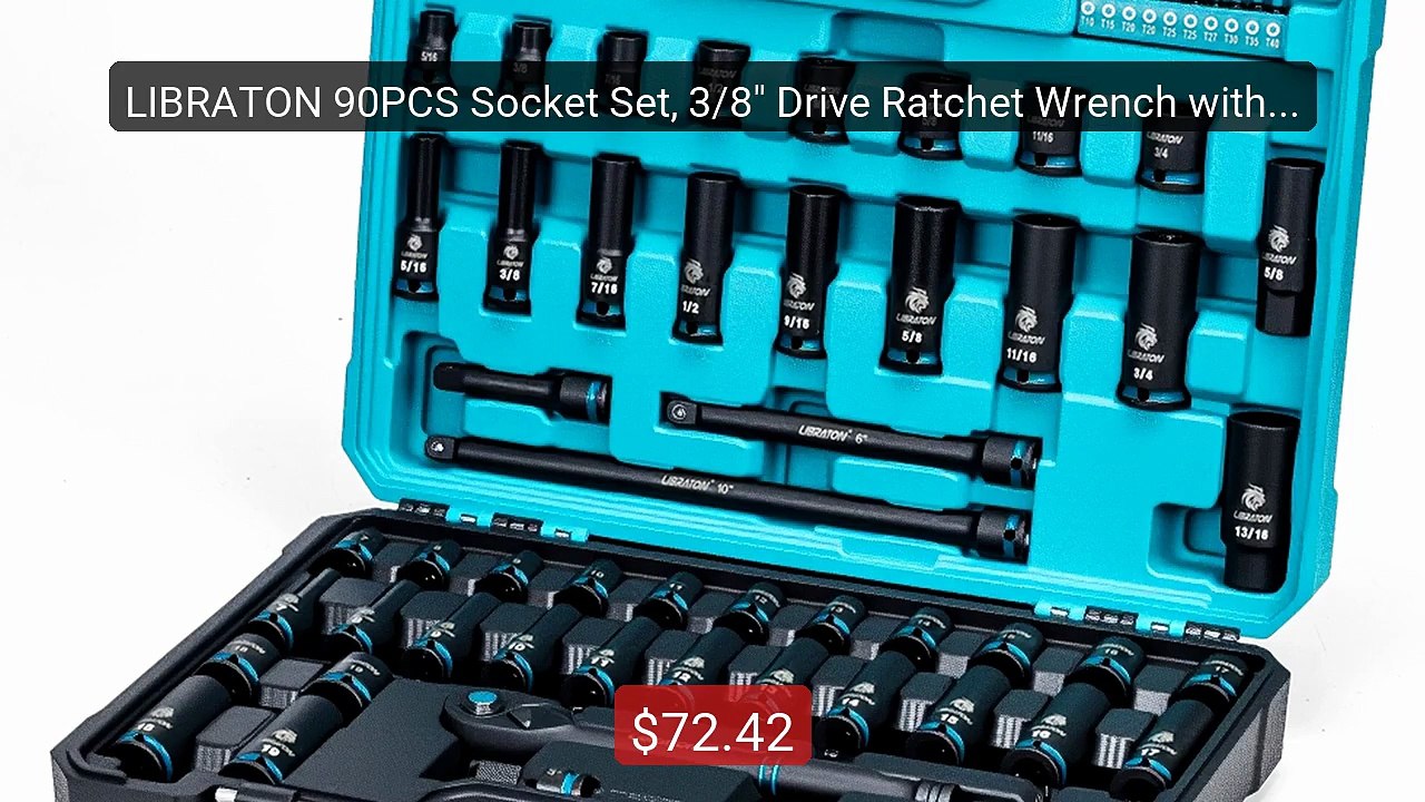 LIBRATON 90PCS Socket Set, 3/8" Drive Ratchet Wrench with Imp... -- Amazing Value 2026 | Must Have!