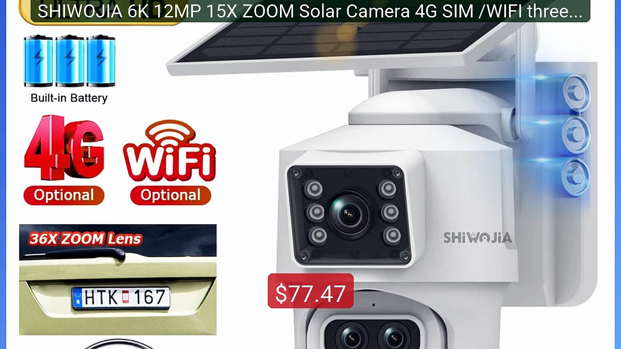 SHIWOJIA 6K 12MP 15X ZOOM Solar Camera 4G SIM /WIFI three Lens Rec... -- Best Deal 2026 | Shop Now!