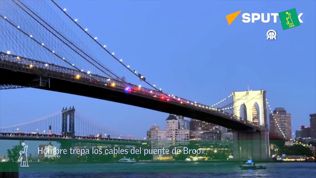 Hombre trepa los cables del puente de Brooklyn y paraliza el tránsito en plena hora pico en NY