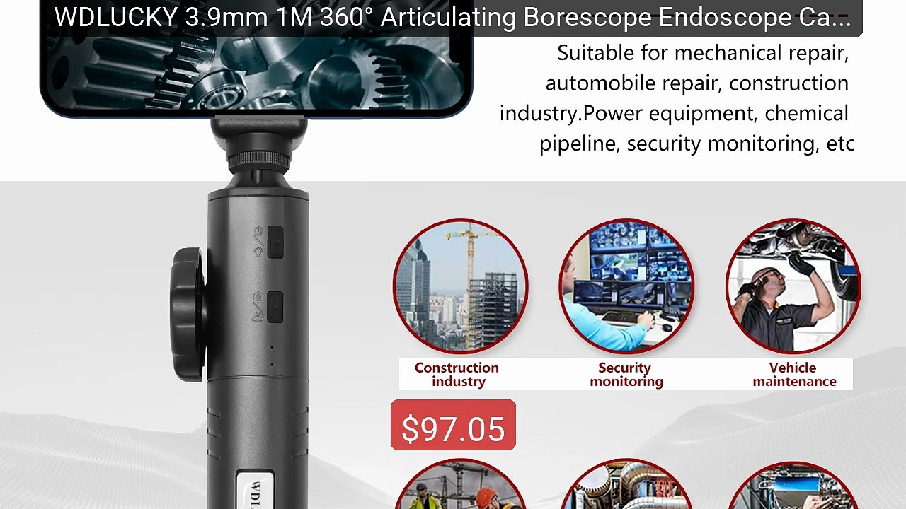 WDLUCKY 3.9mm 1M 360° Articulating Borescope Endoscope Came... -- Top Pick 2026 | Unbeatable Price!