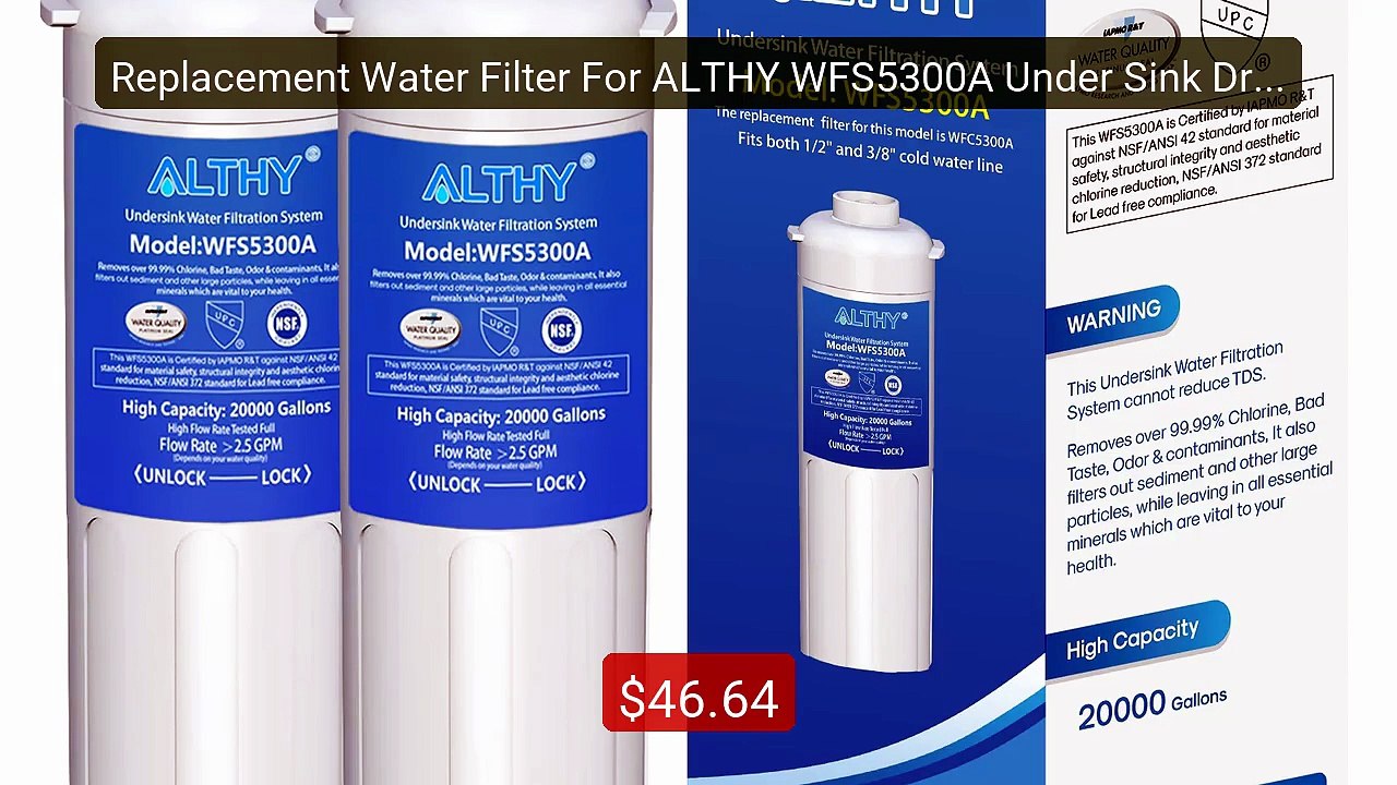 Replacement Water Filter For ALTHY WFS5300A Under Sink Drinki... -- Amazing Value 2026 | Must Have!