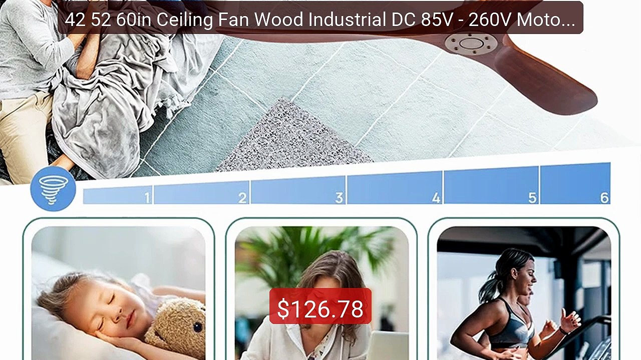 42 52 60in Ceiling Fan Wood Industrial DC 85V - 260V Motor De... -- Amazing Value 2026 | Must Have!
