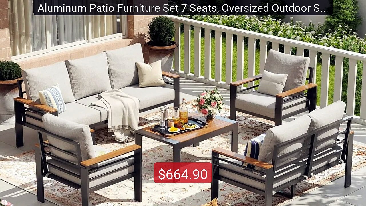 Aluminum Patio Furniture Set 7 Seats, Oversized Outdoor Sectio... -- Best Buy 2026 | Great Quality!