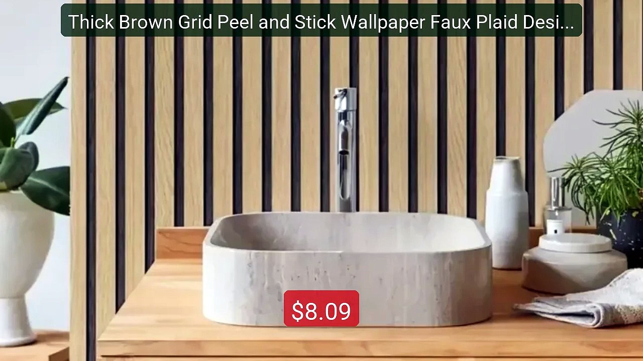 Thick Brown Grid Peel and Stick Wallpaper Faux Plaid Design Wa... -- Hot Deal 2026 | Limited Offer!