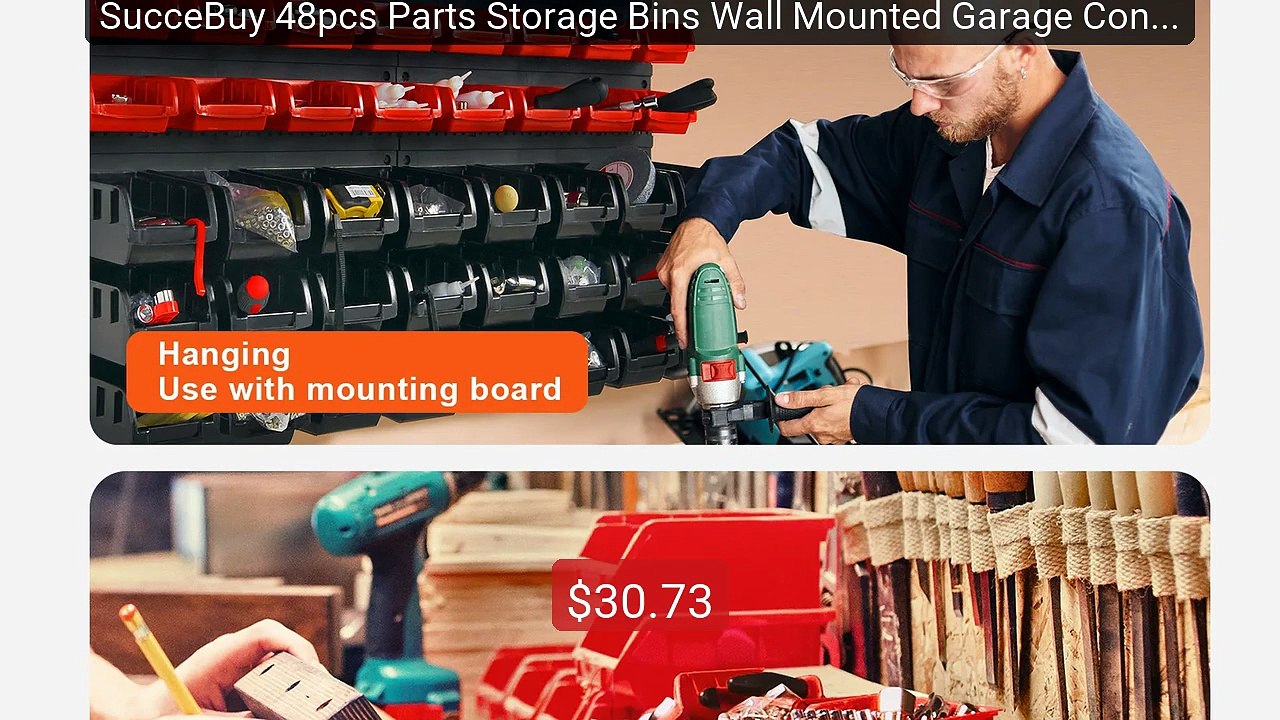 SucceBuy 48pcs Parts Storage Bins Wall Mounted Garage Containers wi... -- Top Rated 2026 | Buy Now!