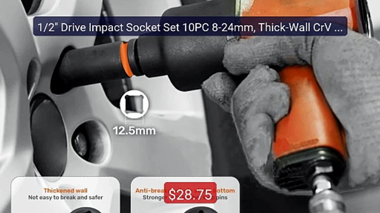 1/2" Drive Impact Socket Set 10PC 8-24mm, Thick-Wall CrV St... -- Top Pick 2026 | Unbeatable Price!