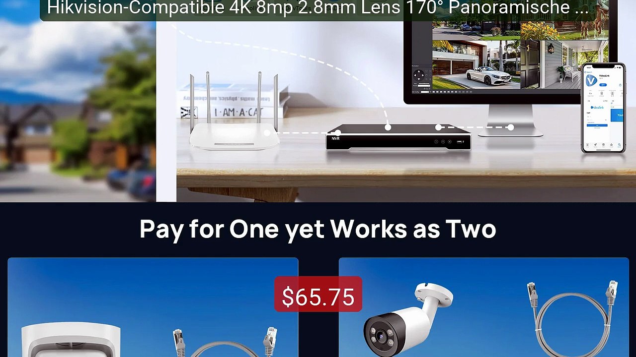 Hikvision-Compatible 4K 8mp 2.8mm Lens 170° Panoramische IP Ca... -- Hot Deal 2026 | Limited Offer!