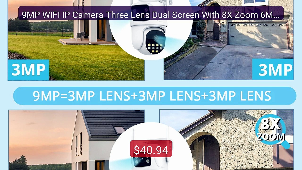 9MP WIFI IP Camera Three Lens Dual Screen With 8X Zoom 6MP PTZ... -- Best Buy 2026 | Great Quality!