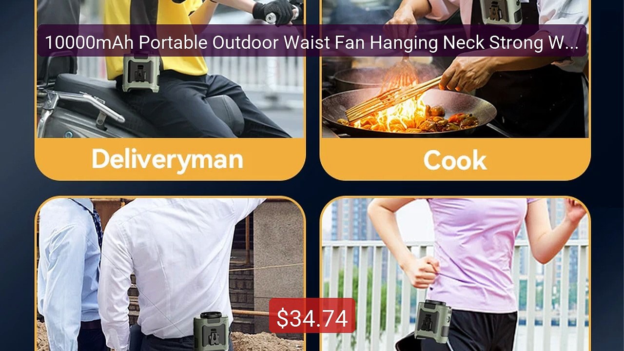 10000mAh Portable Outdoor Waist Fan Hanging Neck Strong Wind ... -- Amazing Value 2026 | Must Have!