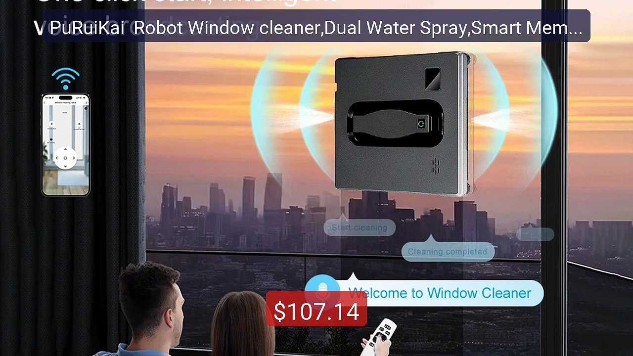 PuRuiKai  Robot Window cleaner,Dual Water Spray,Smart Memory,High V... -- Top Rated 2026 | Buy Now!