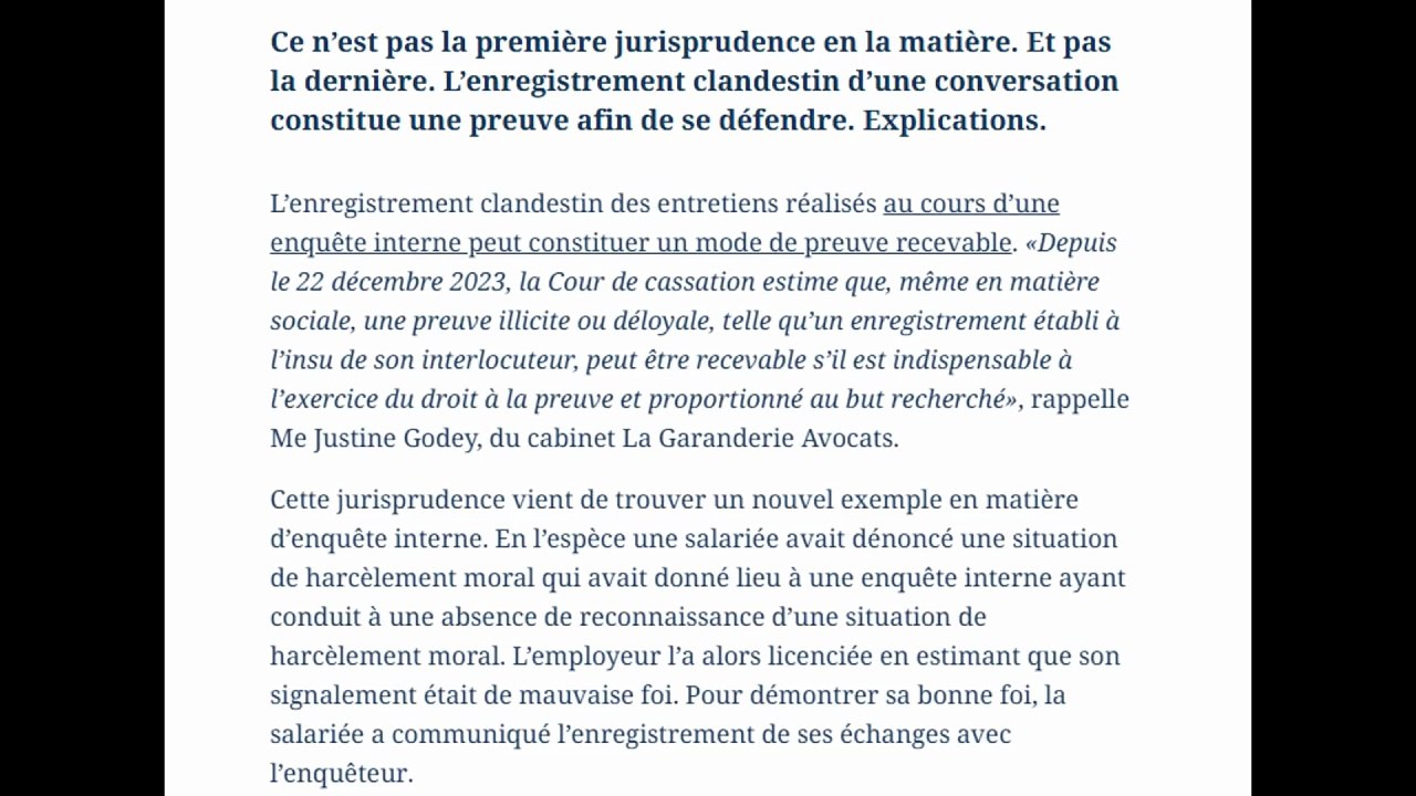 Enregistrer son employeur, alors, c'est permis ou pas ? La justice répond....