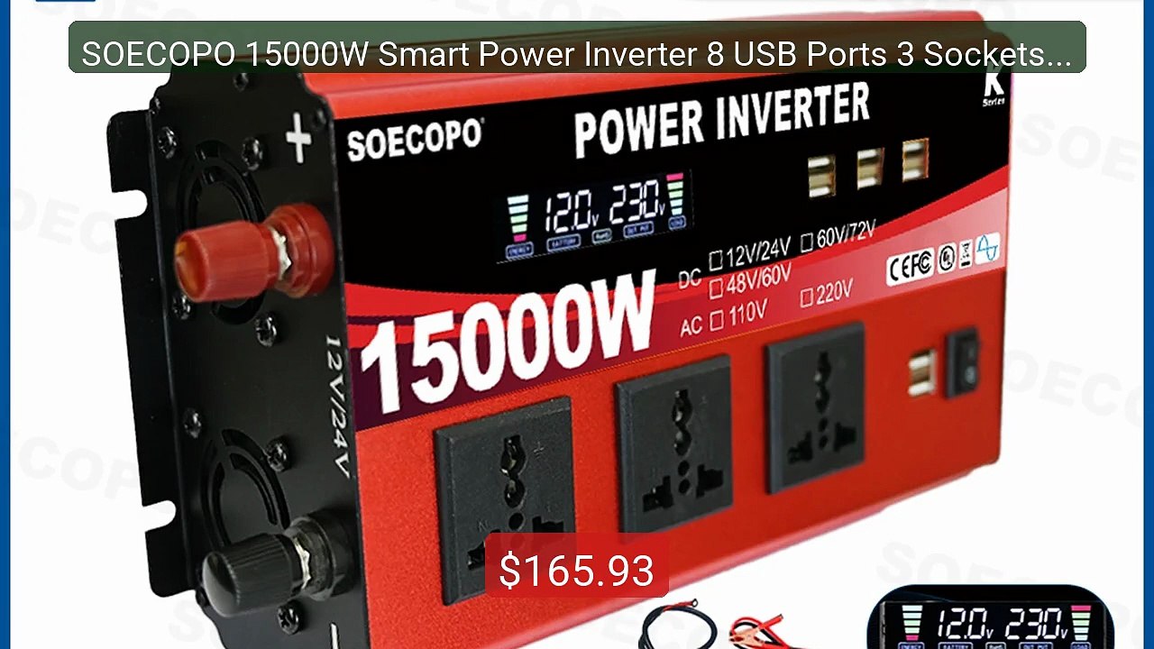 SOECOPO 15000W Smart Power Inverter 8 USB Ports 3 Sockets AC D... -- Best Buy 2026 | Great Quality!