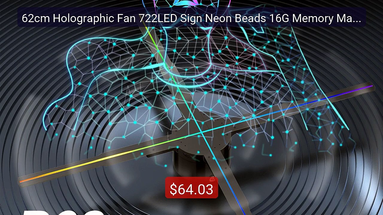 62cm Holographic Fan 722LED Sign Neon Beads 16G Memory Manual DIY I... -- Top Rated 2026 | Buy Now!