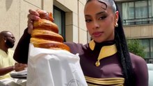Kristy eating the largest croissant in Paris 🇫🇷