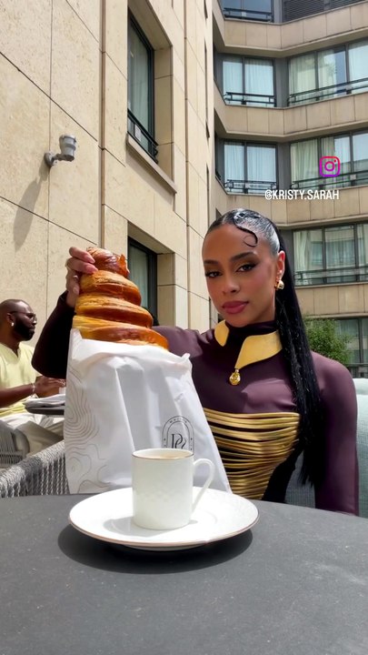 Kristy eating the largest croissant in Paris 🇫🇷