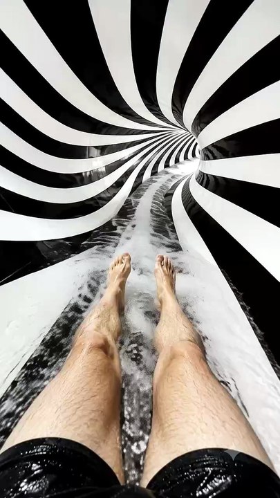 POV: The Craziest Hypnotic Black & White Waterslide Ever 🏴🏳