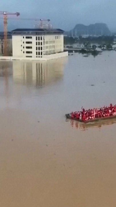 Trapped students escape China’s raging floods