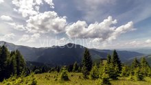 Carpathian Mountains Summer Landscape With Blue Sky And Clouds