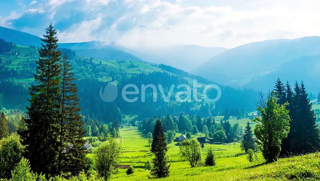 Time Lapse of Blue Sky with Clouds Over Mountain