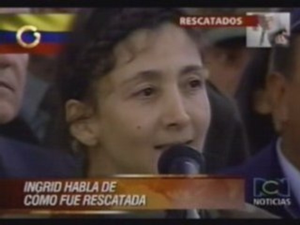 RESCATADA RESCUED INGRID BETANCOURT PRIMERA RUEDA DE PRENSA